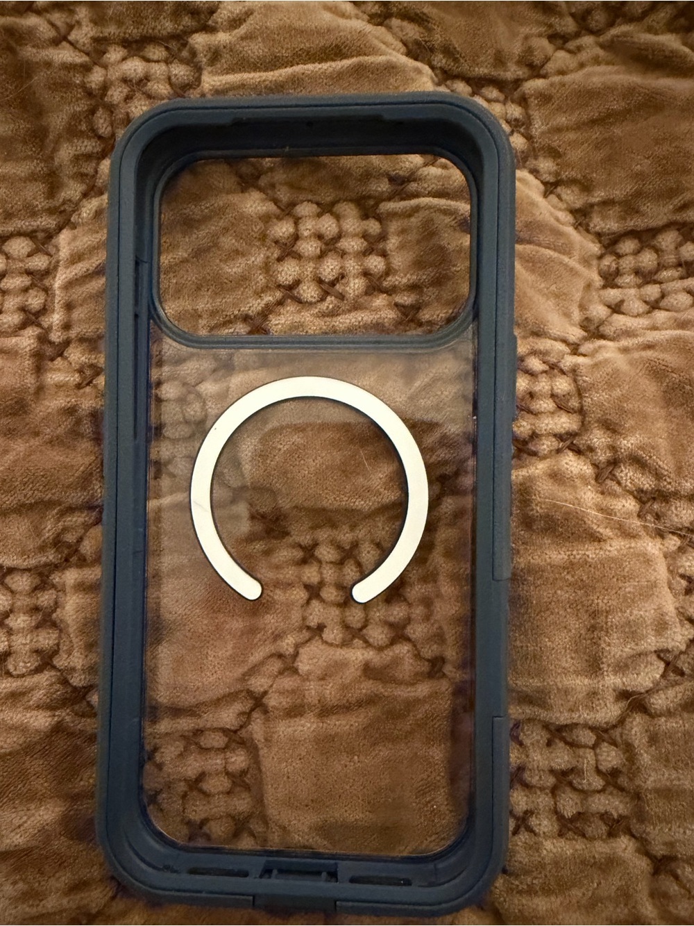 OtterBox Clear Case with Navy Bumper and Silver Ring